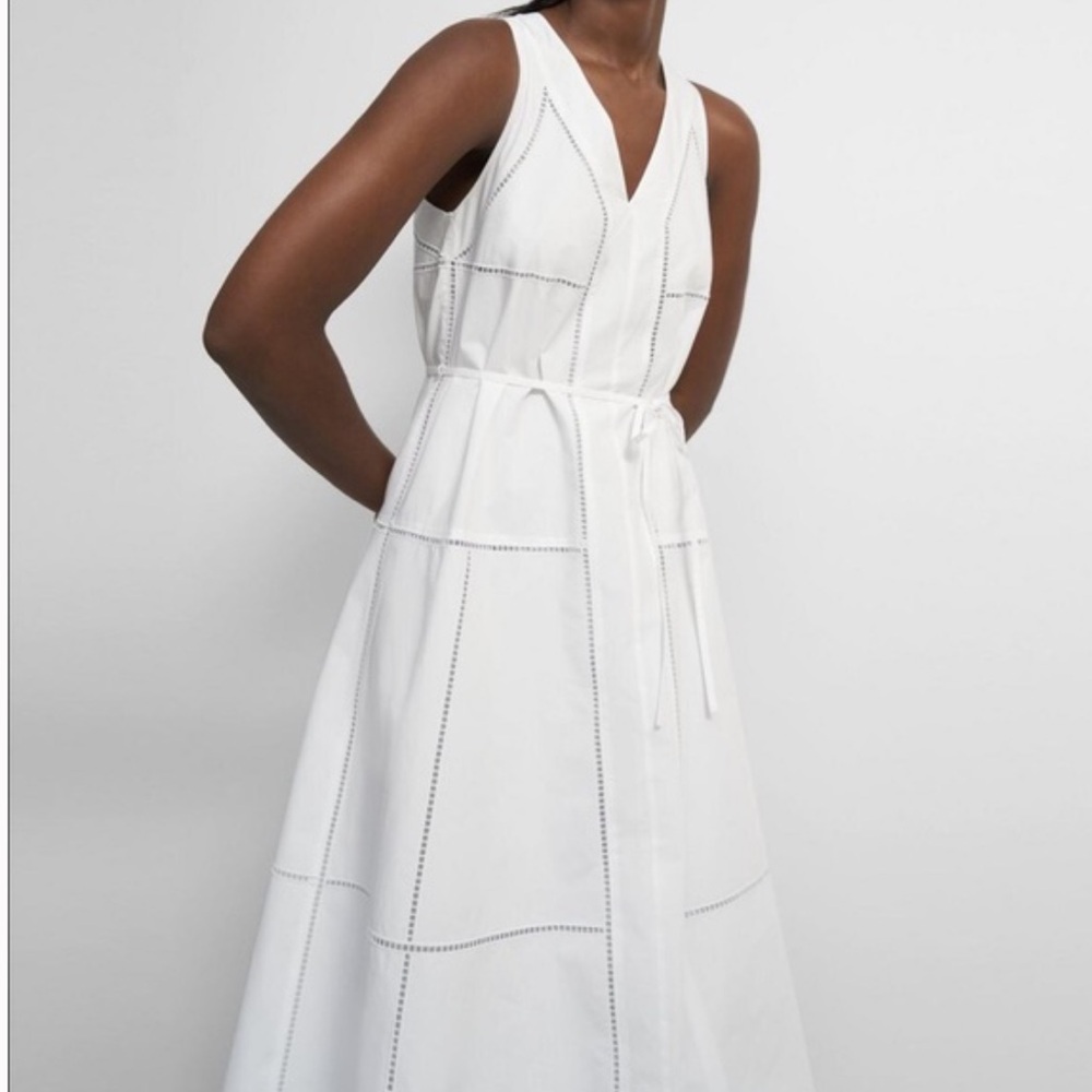 ❤️❤️❤️ Theory Eyelet Cotton Sleeveless Midi Dress US-4